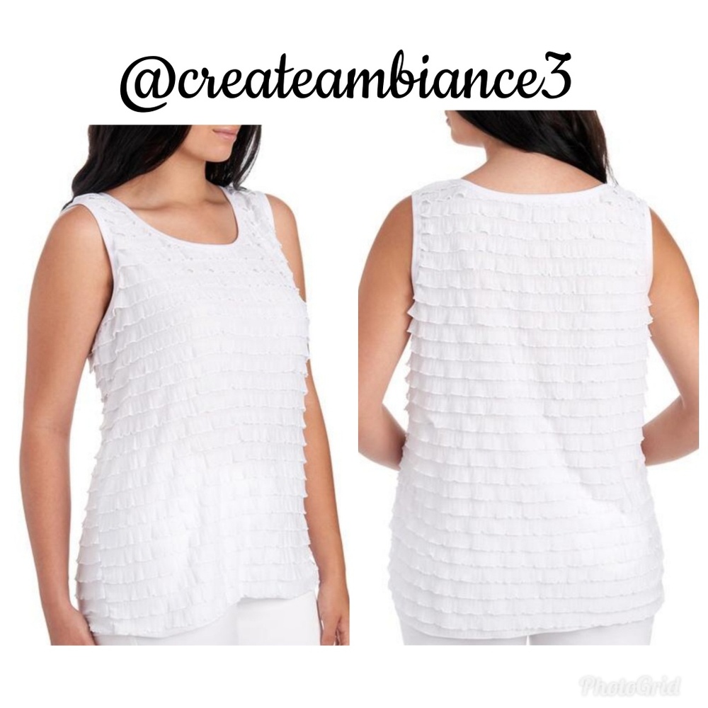 Cascading Ruffle Sleeveless Top